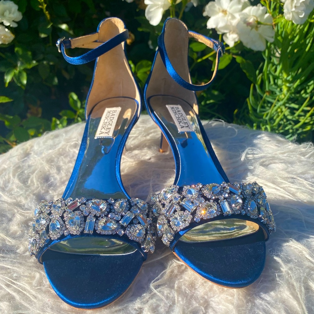 Badgley Mischka Navy Satin Designer Heels